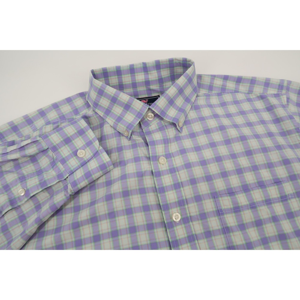 Vineyard Vines Performance Mens Large Purple Nylon Button Down Murray Shirt